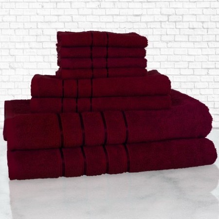 Hastings Home Hastings Home 8 Piece 100 Percent Cotton Plush Bath Towel Set Burgundy 695715MFZ